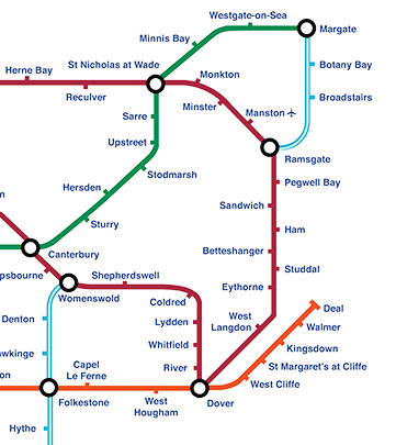 Kent Lines Underground map pastiche – Deal, Kent High Street